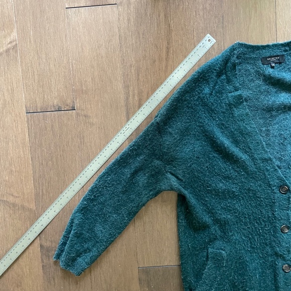 Grandpa Sweater Long Cardigan Green lightweight Selected Femme - Picture 6 of 13